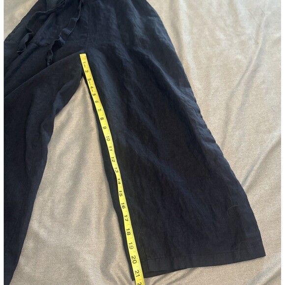 Vince Camuto Navy Blue Sleeveless Belted Jumpsuit Buttons Zipper Wide Leg Sz XXS - Picture 6 of 8